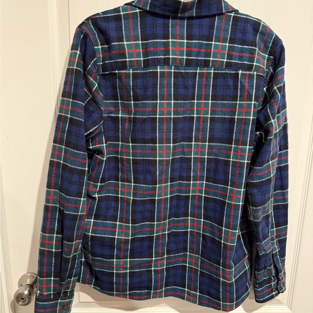 L.L. Bean Navy and Green Plaid Button Down Shirt - Picture 3 of 4